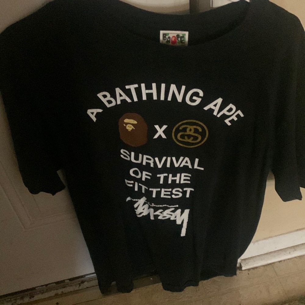 Bape x Stussy Black T shirt Collab XL Mens - Picture 1 of 2